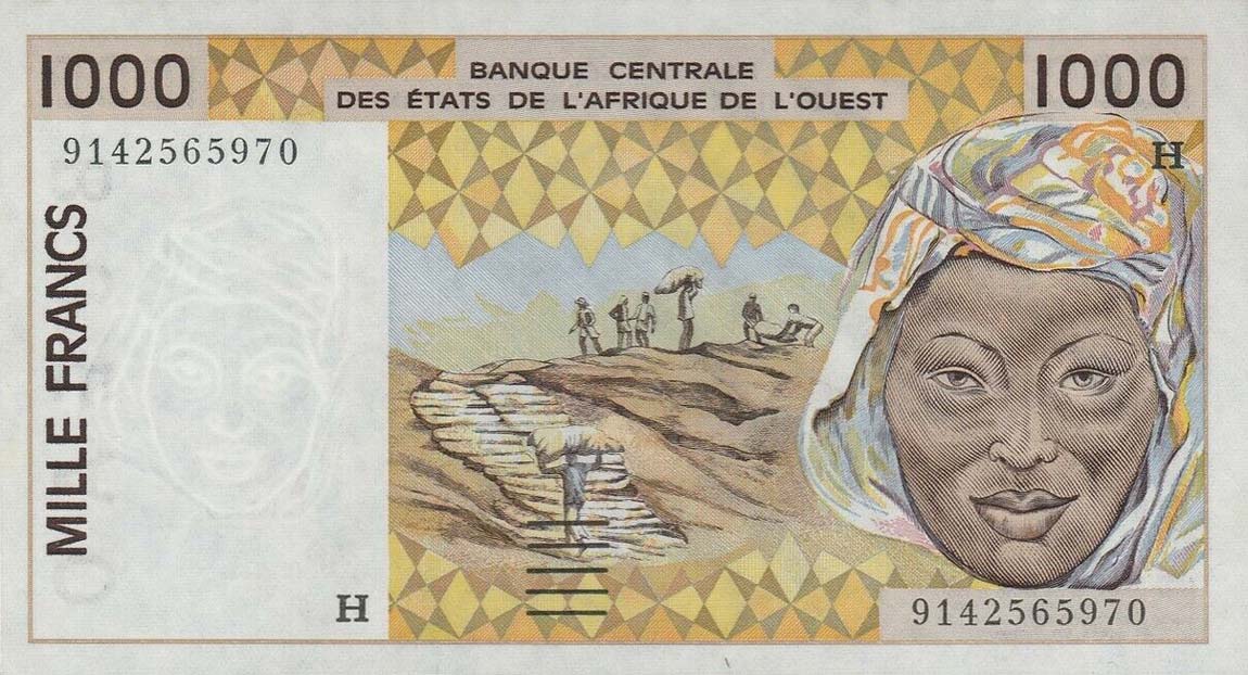 Front of West African States p611Ha: 1000 Francs from 1991