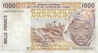 Gallery image for West African States p611Hh: 1000 Francs