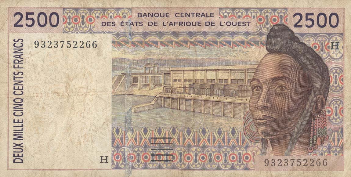 Front of West African States p612Hb: 2500 Francs from 1993