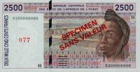 Gallery image for West African States p612Hs: 2500 Francs