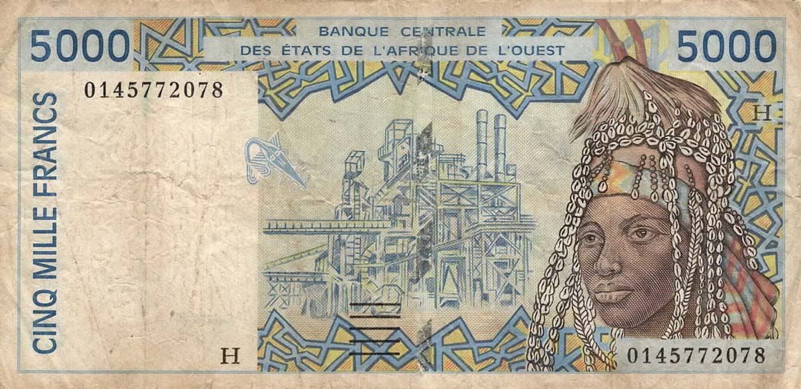 Front of West African States p613Hj: 5000 Francs from 2001