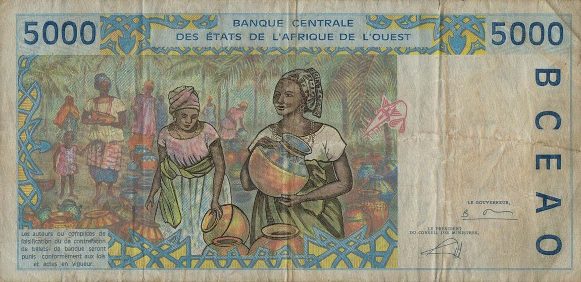 Back of West African States p613Hk: 5000 Francs from 2002