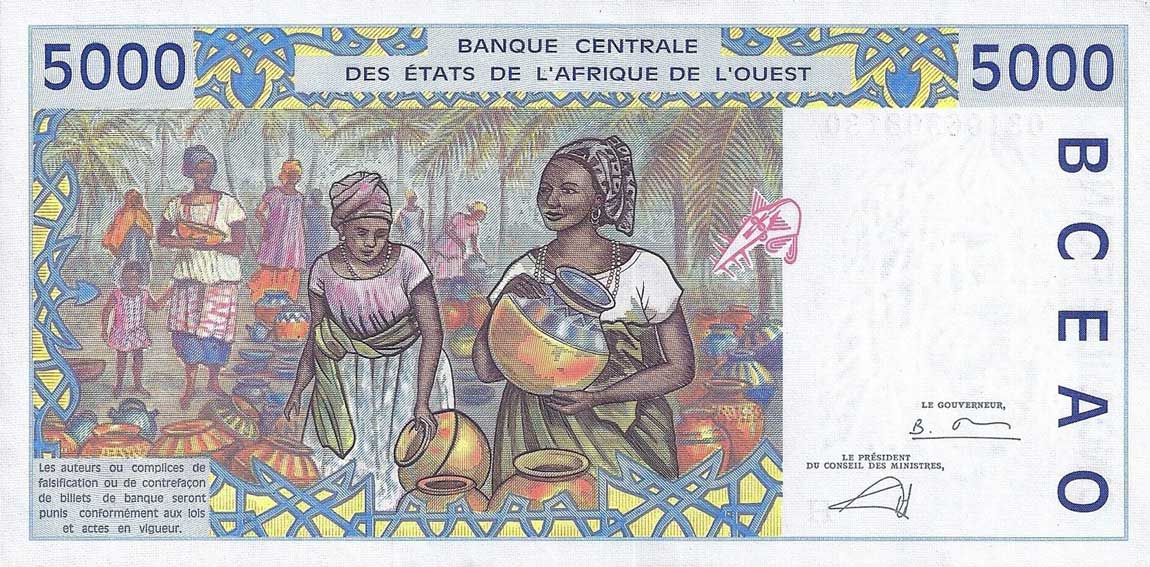 Back of West African States p613Hl: 5000 Francs from 2003