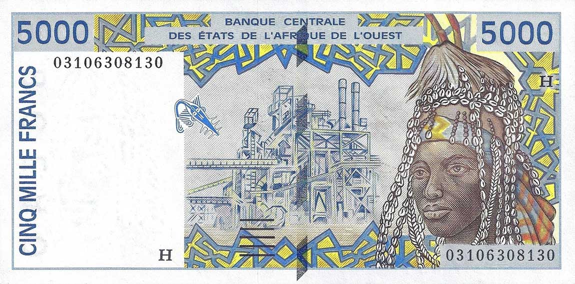 Front of West African States p613Hl: 5000 Francs from 2003