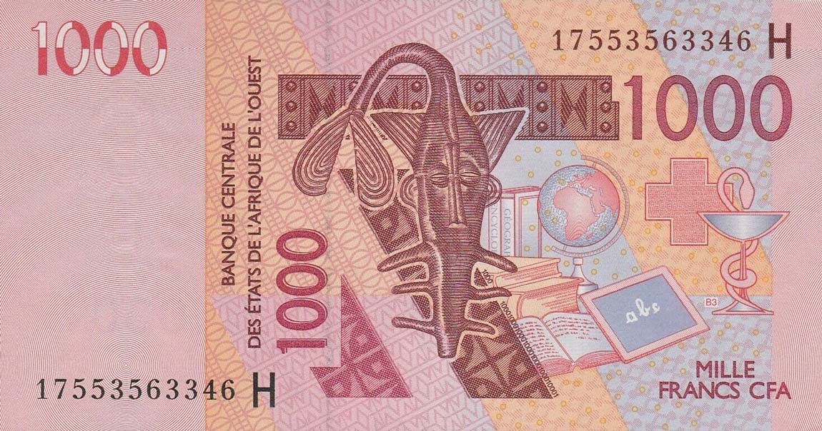 Front of West African States p615Hq: 1000 Francs from 2017