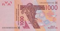 Gallery image for West African States p615Hr: 1000 Francs