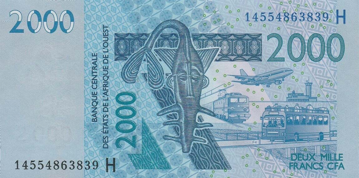 Front of West African States p616Hn: 2000 Francs from 2014