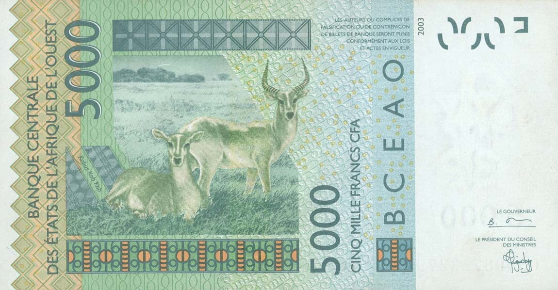 Back of West African States p617Ha: 5000 Francs from 2003