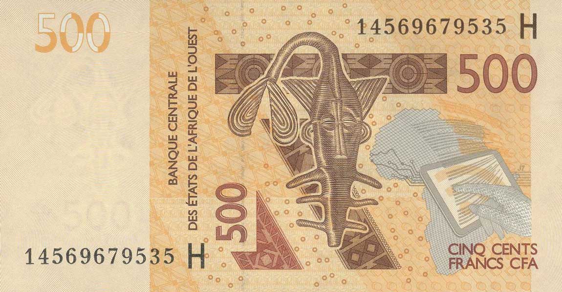 Front of West African States p619Hc: 500 Francs from 2014