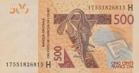 p619Hf from West African States: 500 Francs from 2017