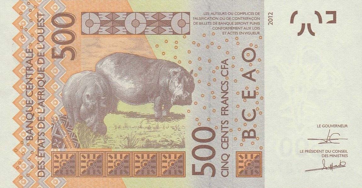 Back of West African States p619Hg: 500 Francs from 2018