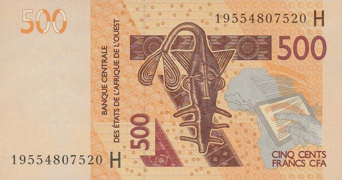 Front of West African States p619Hh: 500 Francs from 2019