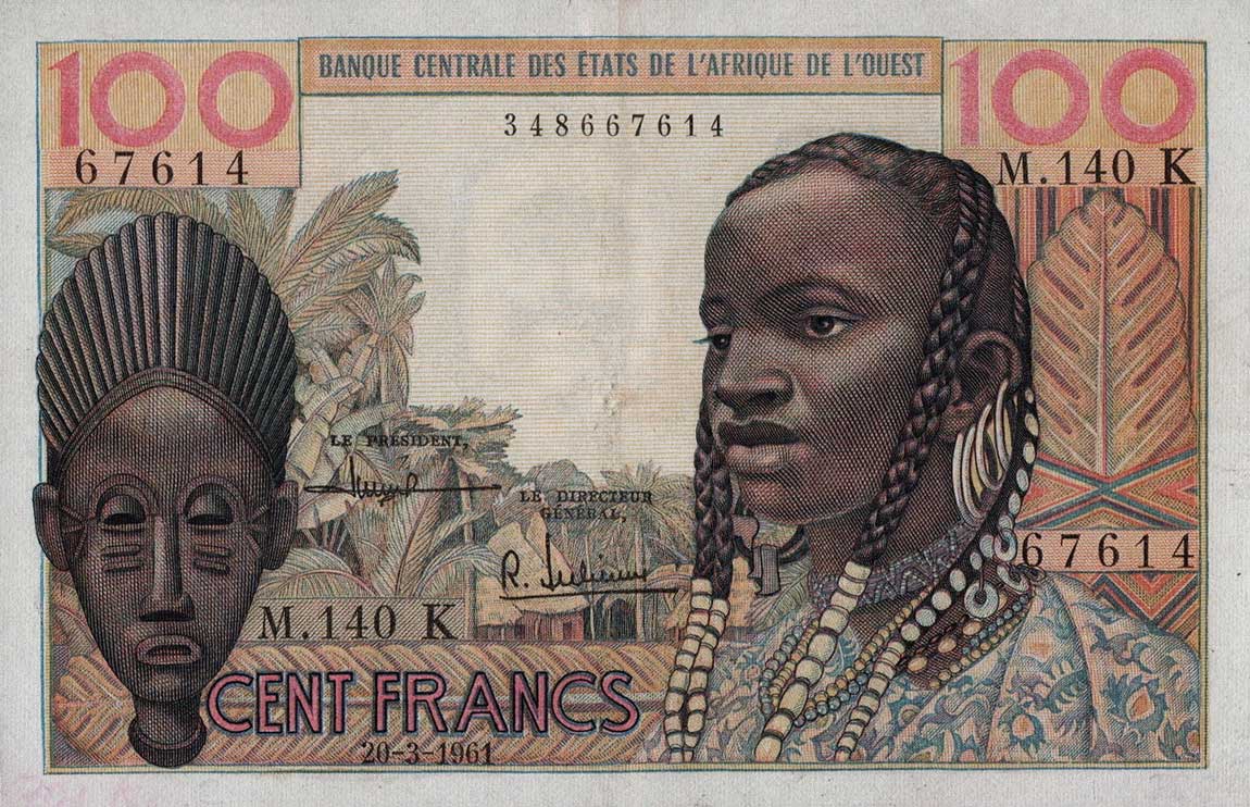 Front of West African States p701Kc: 100 Francs from 1961