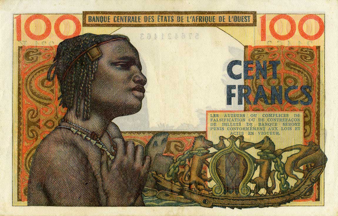 Back of West African States p701Ke: 100 Francs from 1965