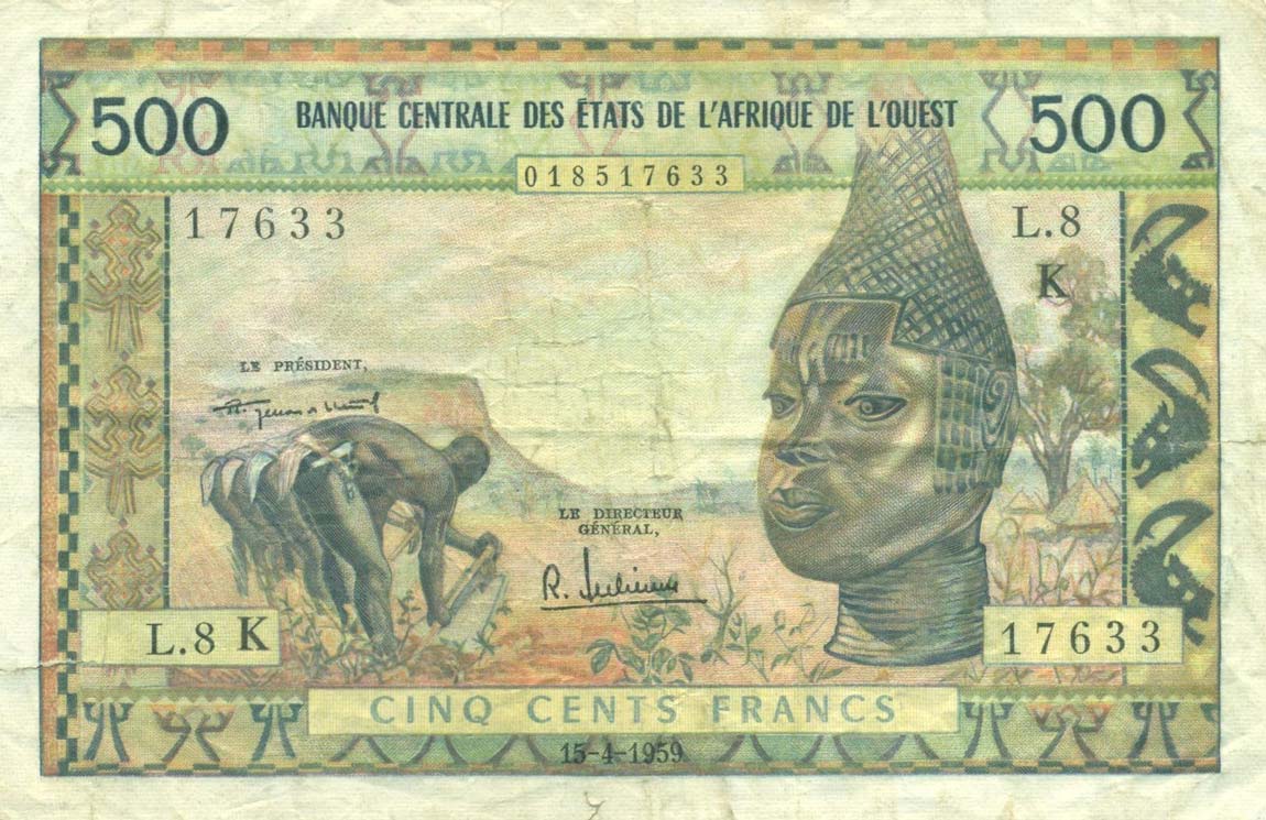 Front of West African States p702Ka: 500 Francs from 1959