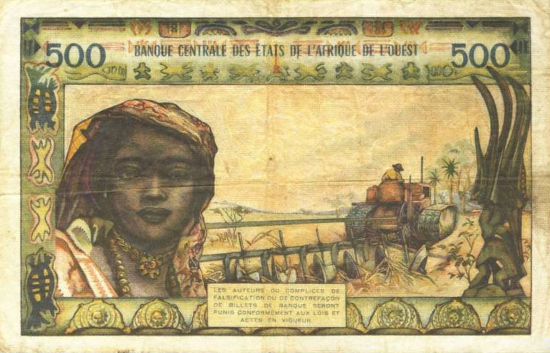 Back of West African States p702Ke: 500 Francs from 1965