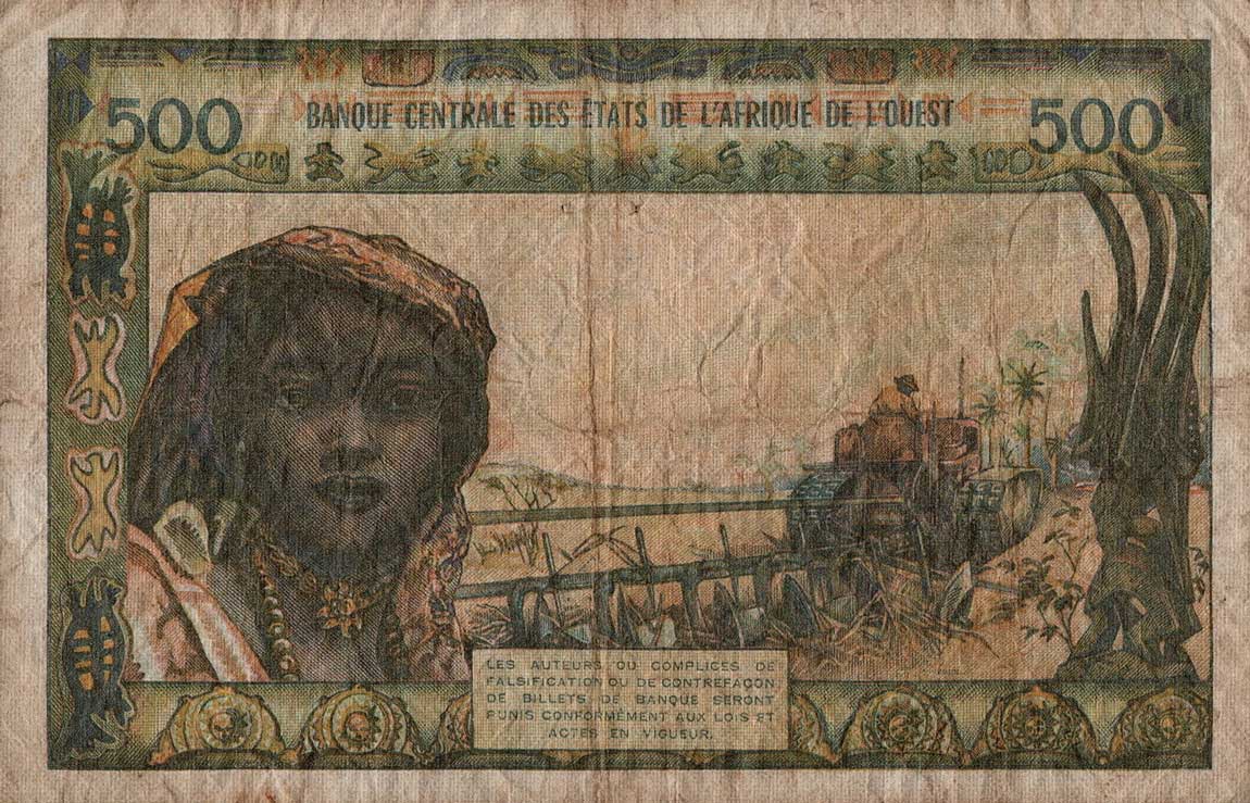 Back of West African States p702Kk: 500 Francs from 1959