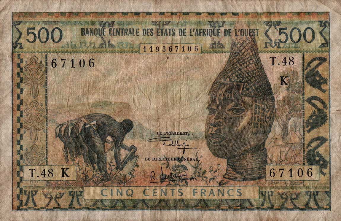 Front of West African States p702Kk: 500 Francs from 1959