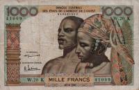 Gallery image for West African States p703Kb: 1000 Francs