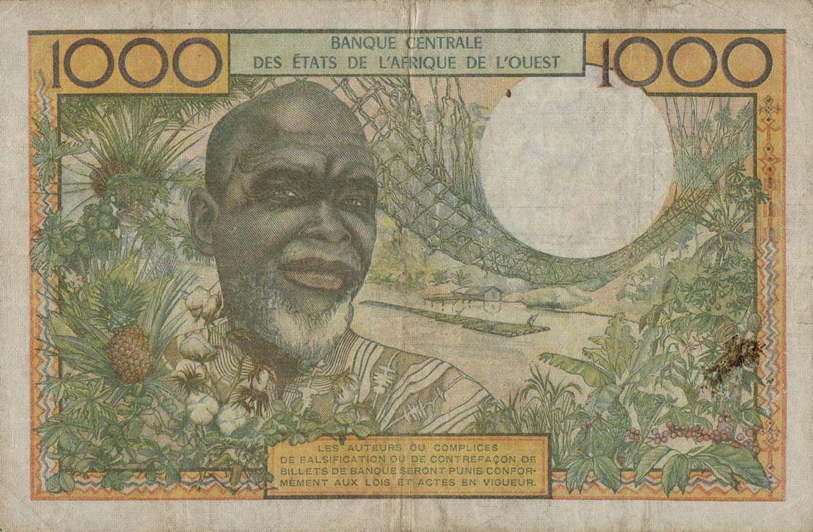 Back of West African States p703Kf: 1000 Francs from 1959