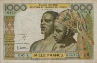 Gallery image for West African States p703Kf: 1000 Francs