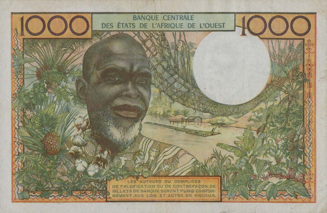 Back of West African States p703Kh: 1000 Francs from 1959