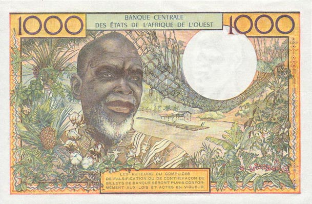 Back of West African States p703Kn: 1000 Francs from 1959