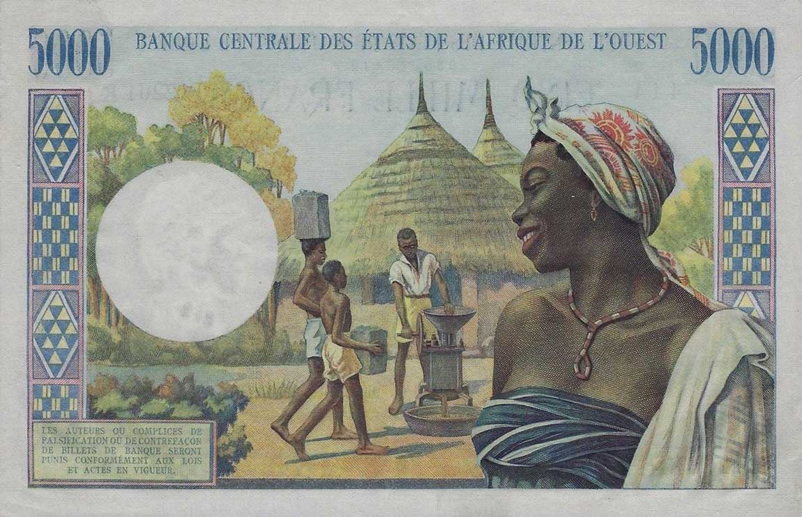 Back of West African States p704Kl: 5000 Francs from 1961