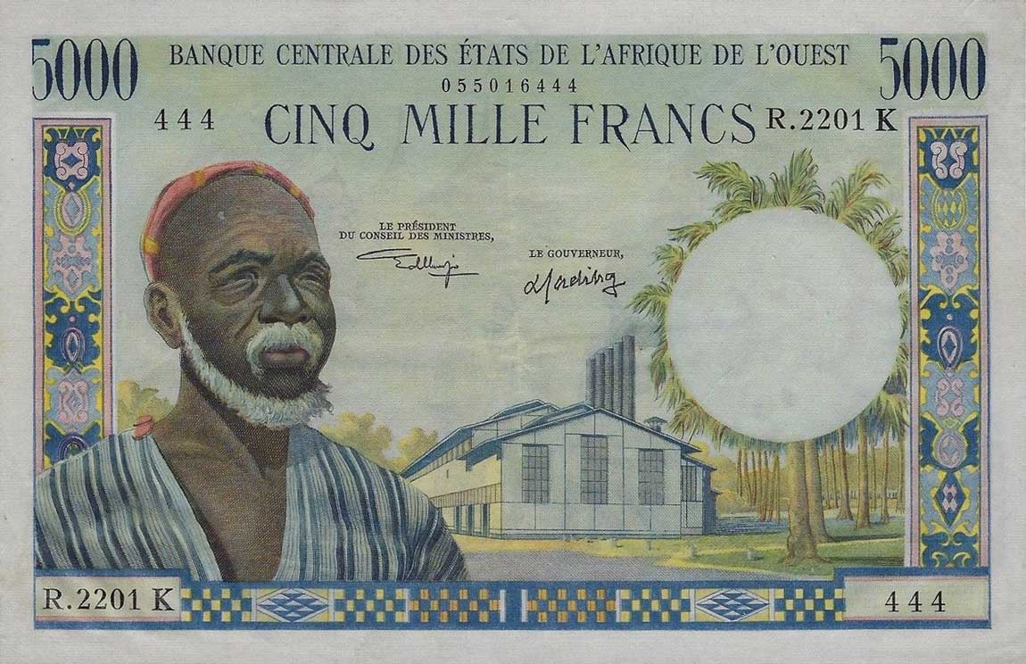 Front of West African States p704Kl: 5000 Francs from 1961