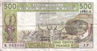 Gallery image for West African States p706Kc: 500 Francs