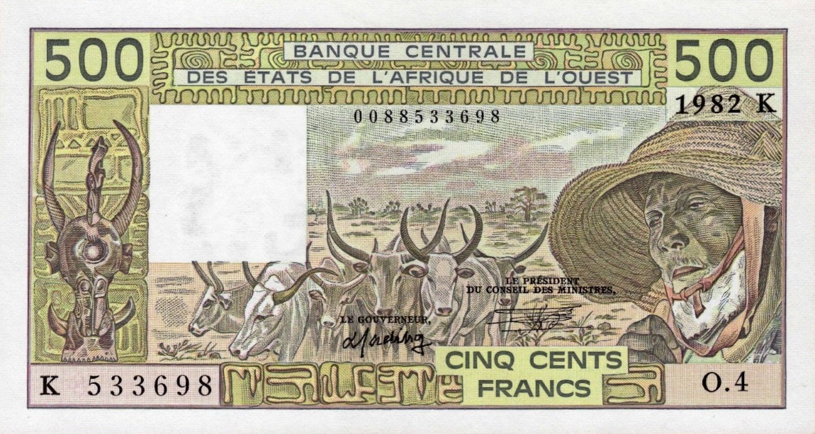 Front of West African States p706Kd: 500 Francs from 1982