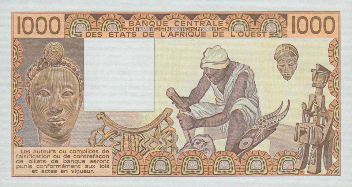 Back of West African States p707Kc: 1000 Francs from 1981