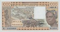 p707Kc from West African States: 1000 Francs from 1981