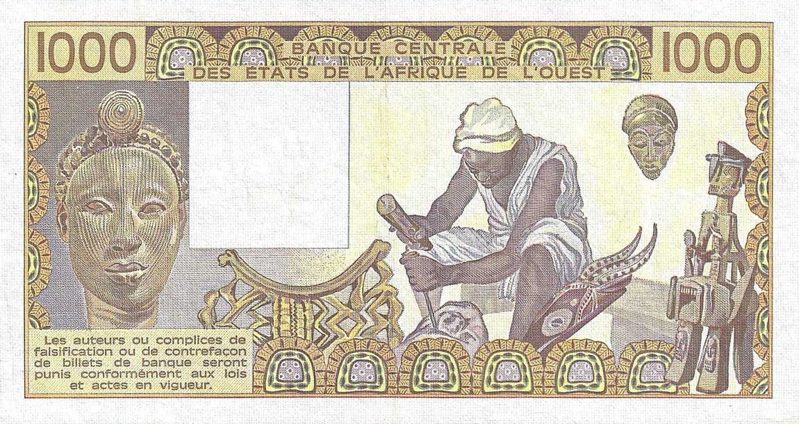 Back of West African States p707Kd: 1000 Francs from 1984