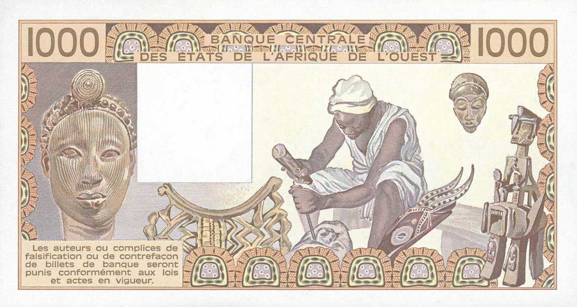 Back of West African States p707Kf: 1000 Francs from 1985