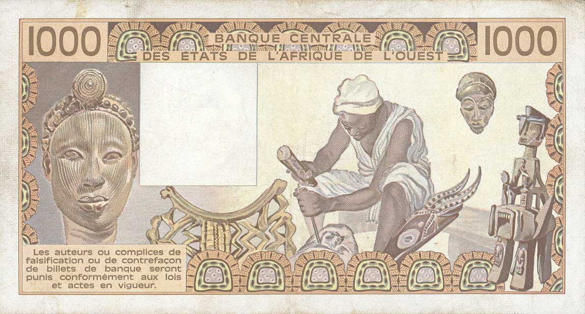 Back of West African States p707Kg: 1000 Francs from 1986