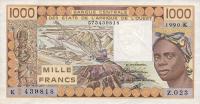 p707Kj from West African States: 1000 Francs from 1990