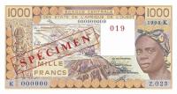 Gallery image for West African States p707Ks: 1000 Francs