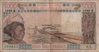 p708Kc from West African States: 5000 Francs from 1980