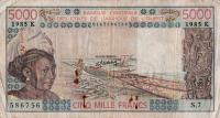 p708Kj from West African States: 5000 Francs from 1985