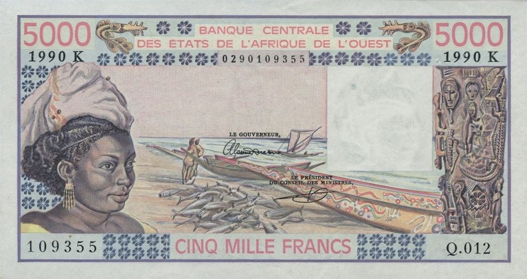 Front of West African States p708Km: 5000 Francs from 1990