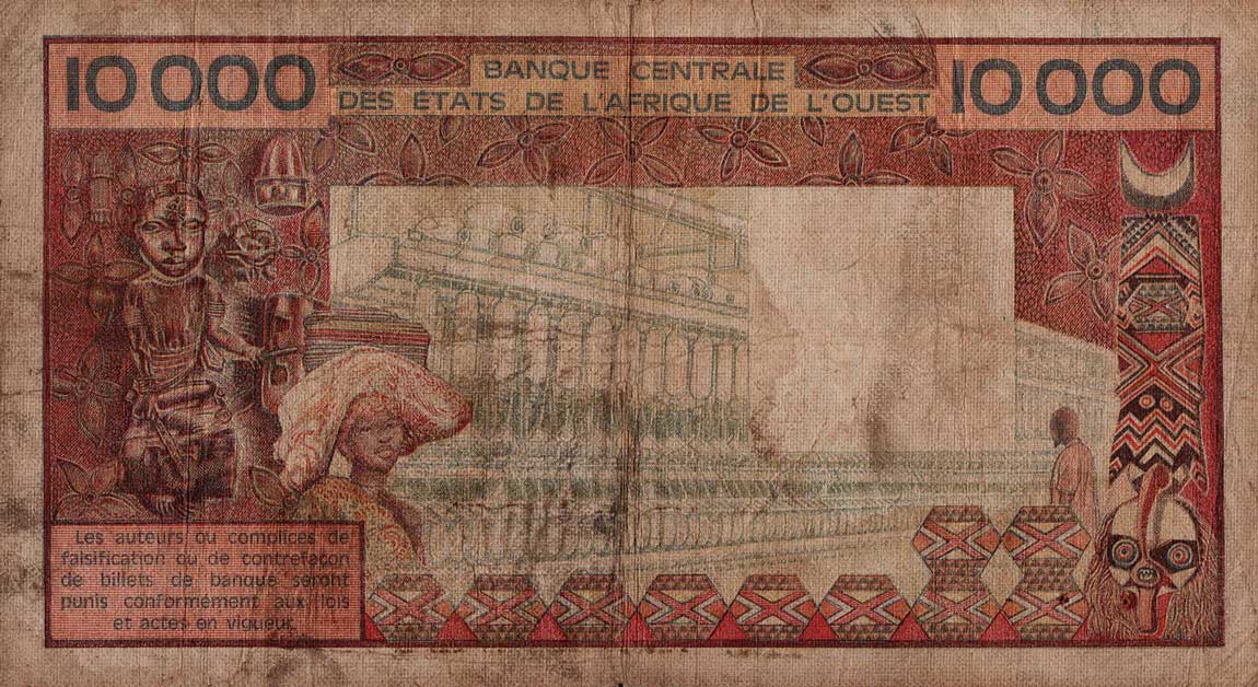 Back of West African States p709Kb: 10000 Francs from 1977