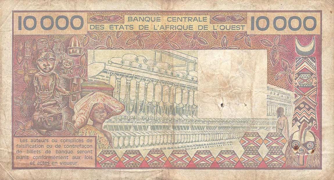 Back of West African States p709Km: 10000 Francs from 1977