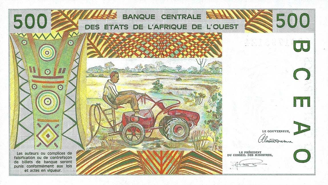 Back of West African States p710Kc: 500 Francs from 1993