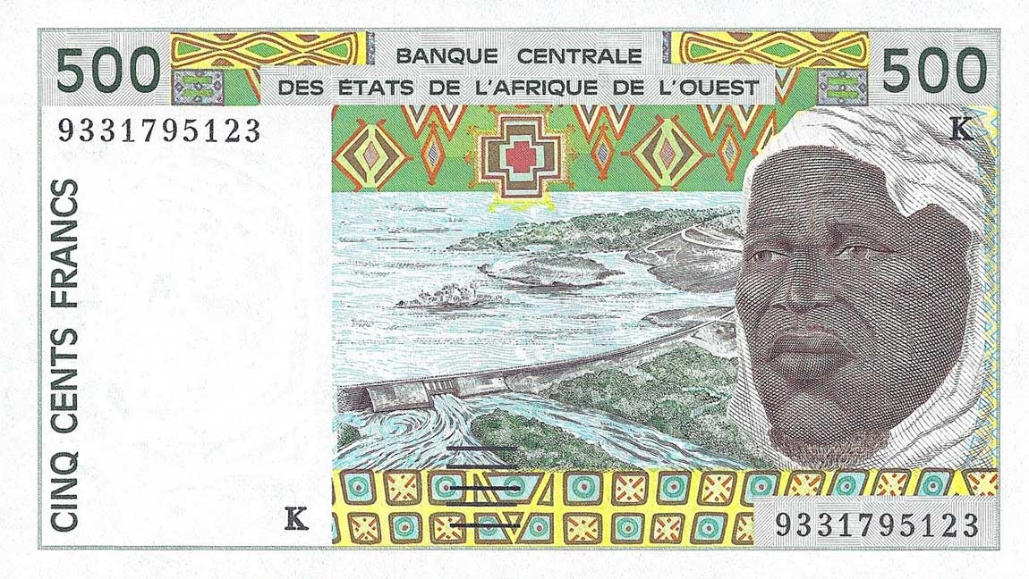 Front of West African States p710Kc: 500 Francs from 1993