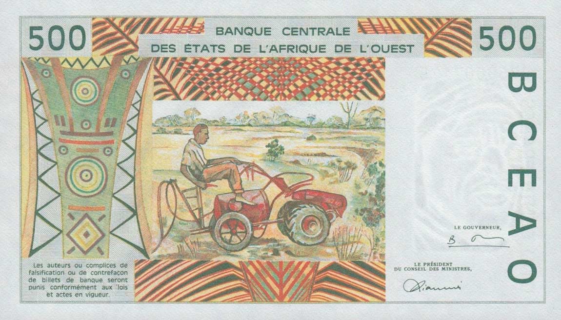 Back of West African States p710Kg: 500 Francs from 1997