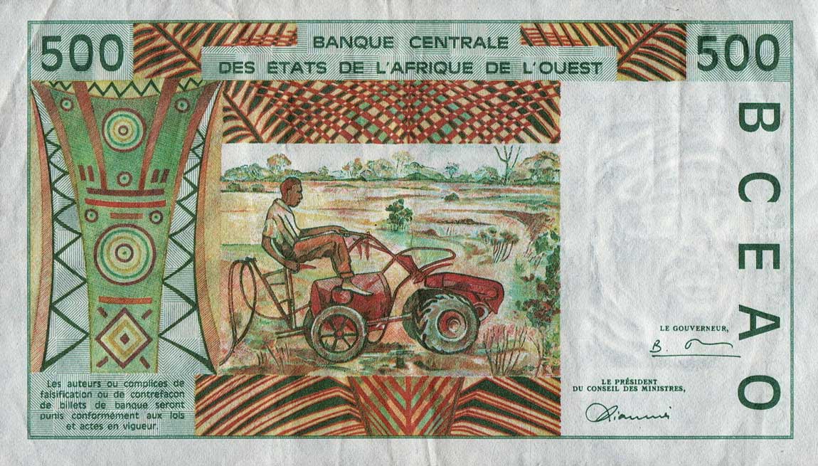 Back of West African States p710Kh: 500 Francs from 1997