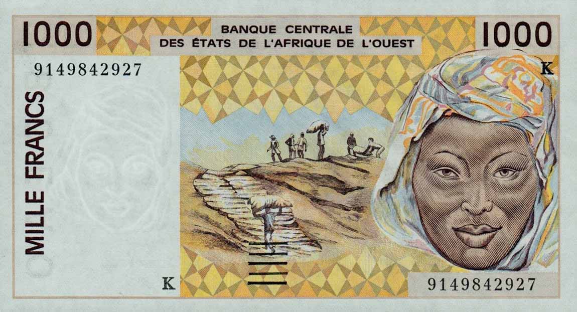 Front of West African States p711Ka: 1000 Francs from 1991