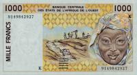 p711Ka from West African States: 1000 Francs from 1991