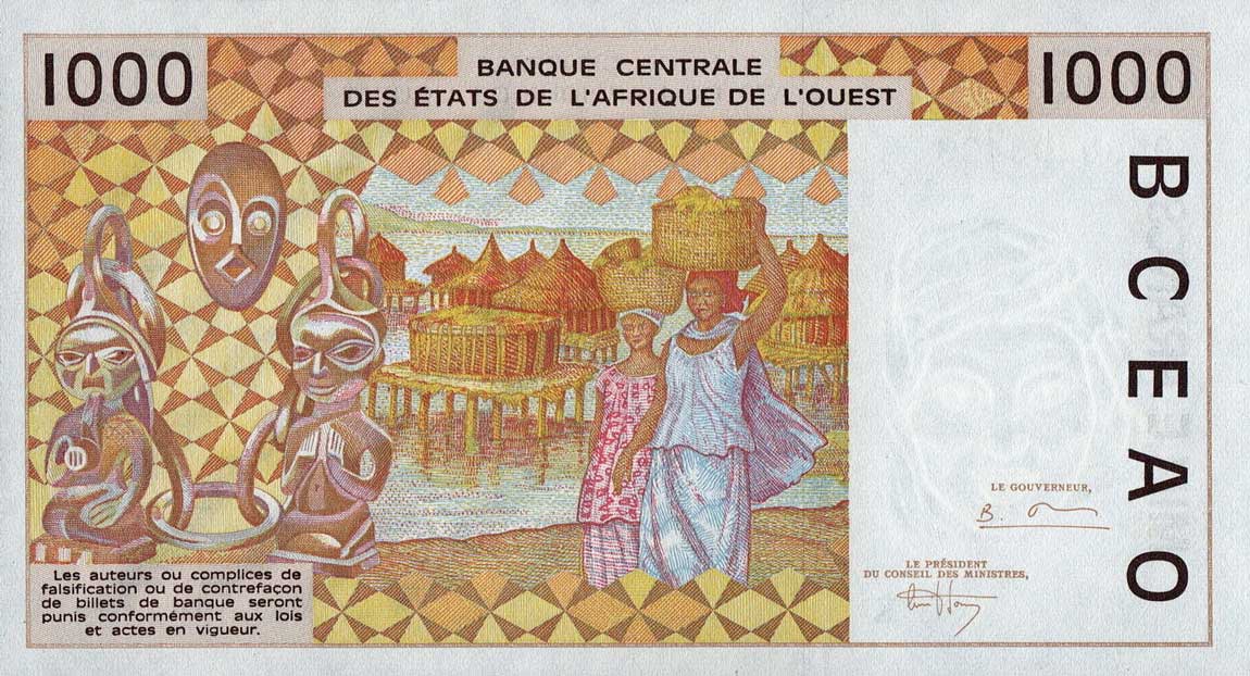 Back of West African States p711Ke: 1000 Francs from 1995